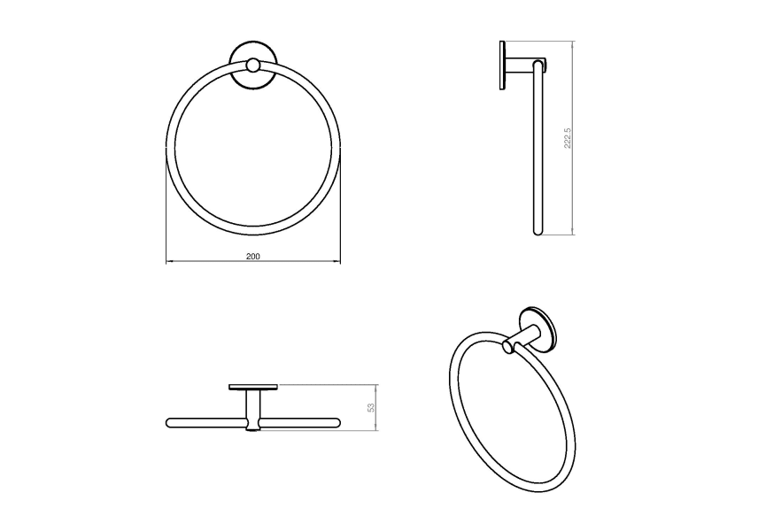 Toallero aro de baño Duo Round Cosmic croquis 4