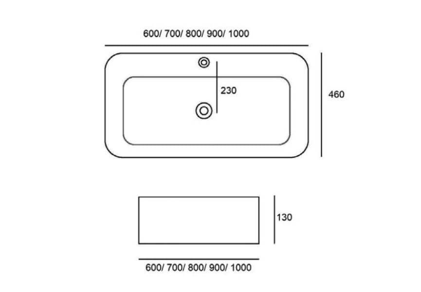 Lavabo sobre encimera Loft Bruntec croquis 2