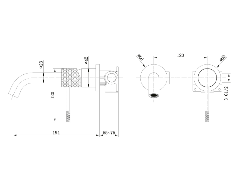 Pack grifo de lavabo empotrado Imex Génova + Válvula click-clack croquis 6