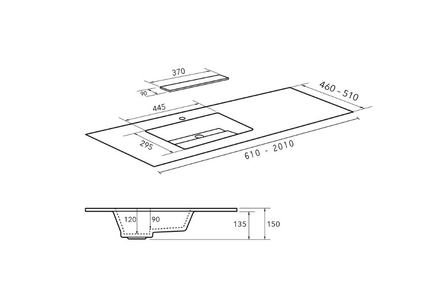 Lavabo encastrado Miami Bruntec croquis 1