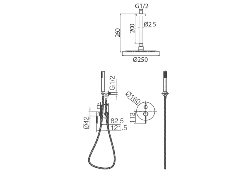 Conjuntos de ducha y baño empotrado Monza Imex croquis 13