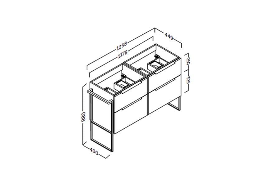 Mueble de baño Galsaky industrial Coycama croquis 11