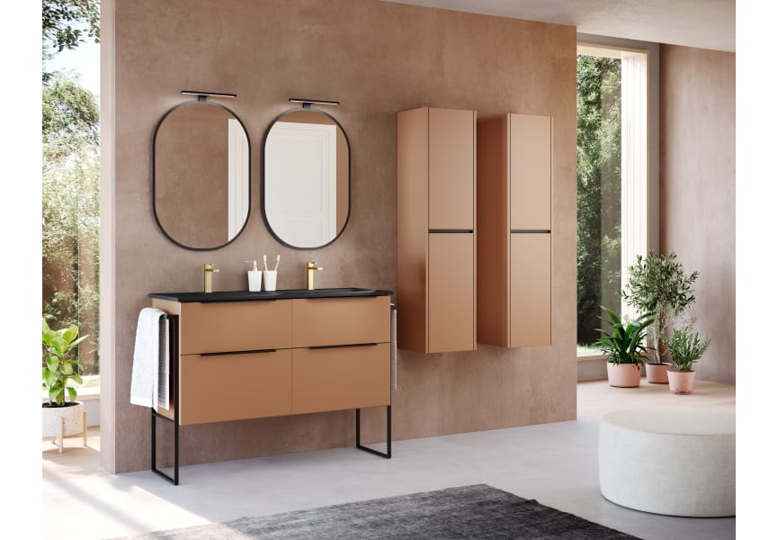 Mueble de Baño a Suelo con Lavabo Cerámico Escorpio | 3 cajones con Cierre  Amortiguado y Organizador| Guías Hettich (70 cm, Roble Natural)