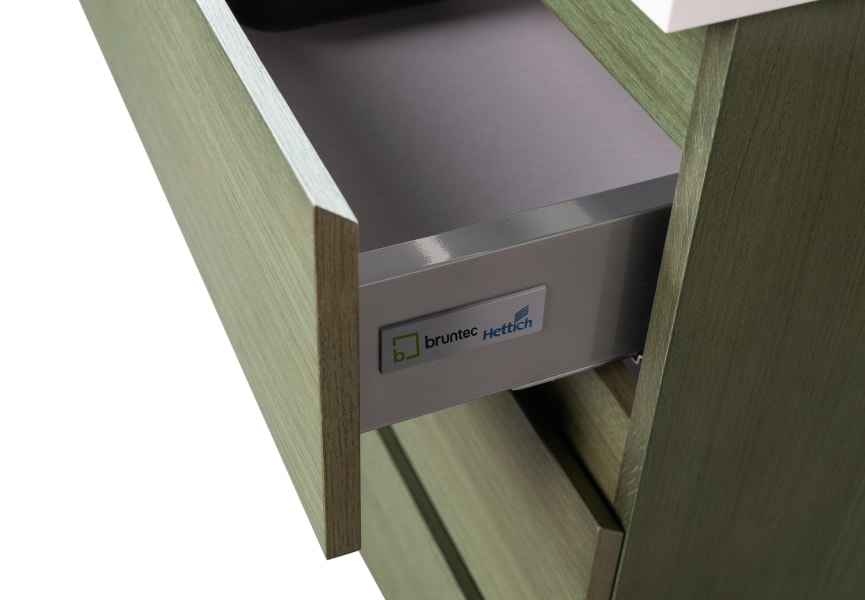 Mueble de baño MDF lacado con encimera de madera Vilma Bruntec detalle 24