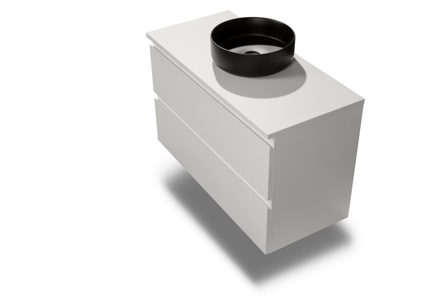 Mueble de baño MDF lacado con encimera de madera Vilma Bruntec detalle 25