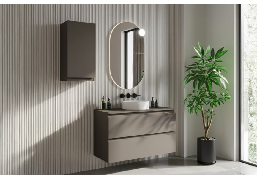 Mueble de baño MDF lacado con encimera de madera Vilma Bruntec principal 4