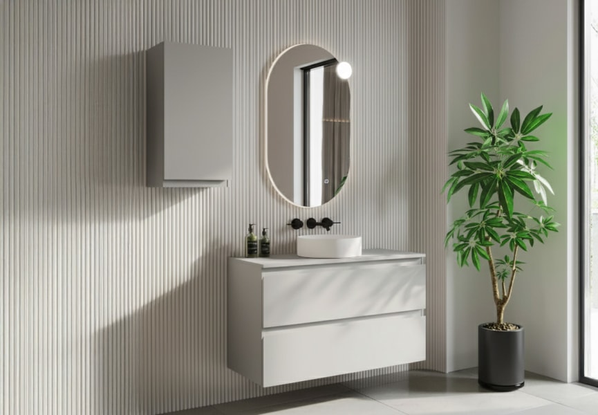 Mueble de baño MDF lacado con encimera de madera Vilma Bruntec principal 0