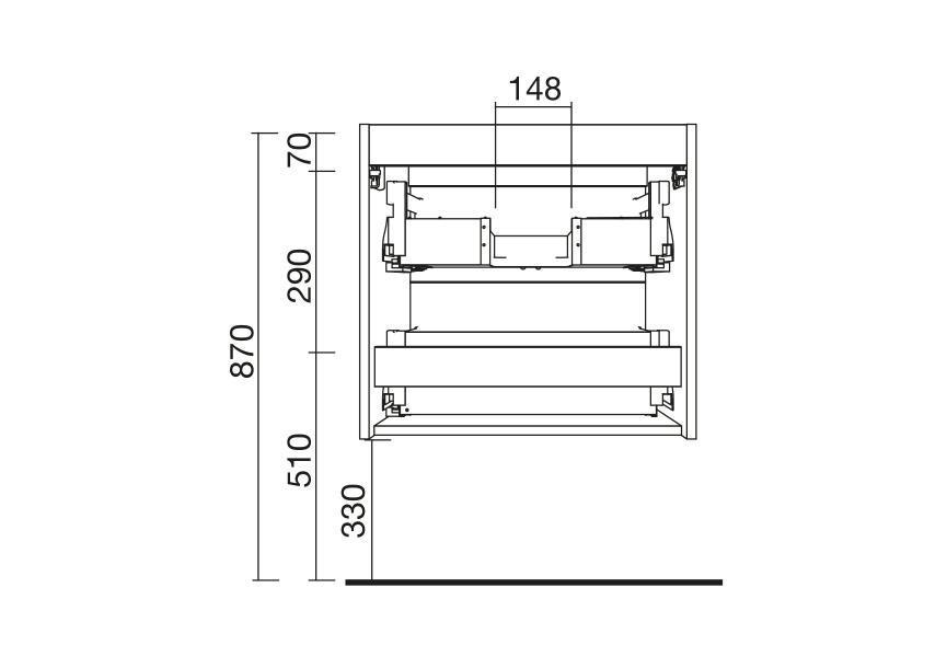 Mueble de baño con encimera de madera Renoir Salgar croquis 2