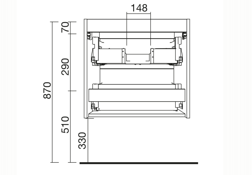 Mueble de baño con encimera solid surface Renoir Salgar croquis 2