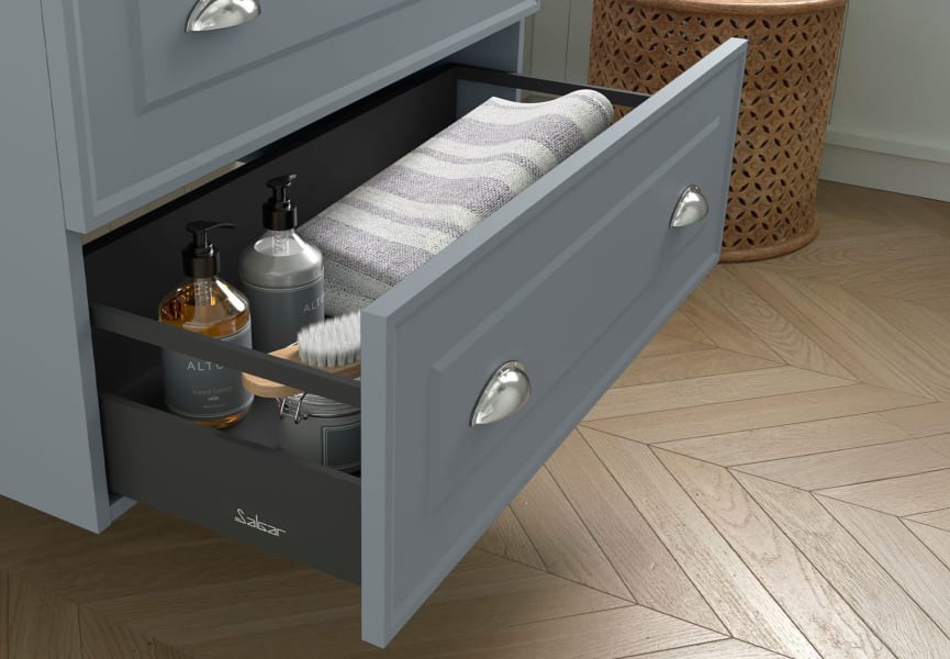 Mueble de baño con encimera solid surface Renoir Salgar detalle 1