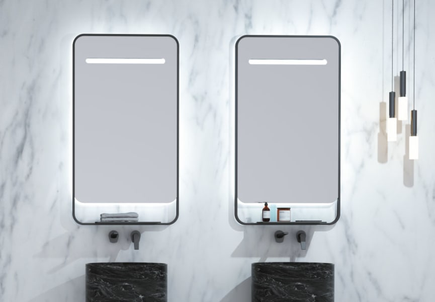 Espejo de baño con luz LED con repisa y cargador para móvil Concept Ledimex ambiente 5