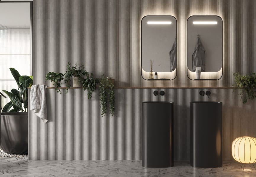 Espejo de baño con luz LED con repisa y cargador para móvil Concept Ledimex principal 1