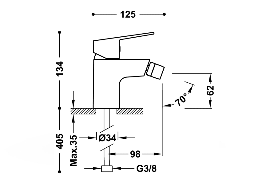 Grifo de bidé Base Tres croquis 1