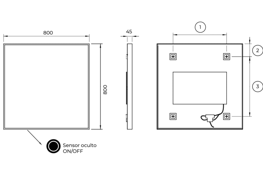 Espejo de baño con luz LED Ability Ledimex croquis 10