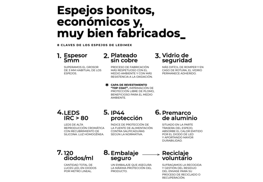 Espejo de baño con luz LED Ability Ledimex croquis 8