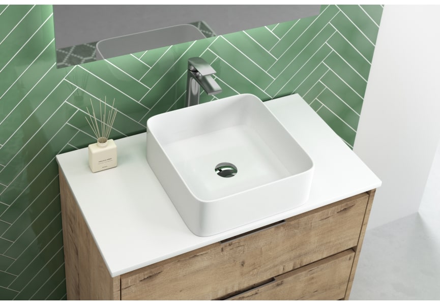 Mueble de baño Coban 2 cajones y 1 puerta con tapa de Solid Surface Bruntec