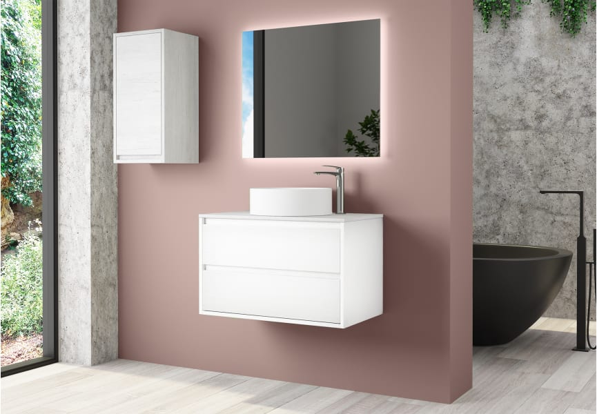 Mueble de baño URBAN 60 blanco brillo + lavabo de porcelana by Kibath