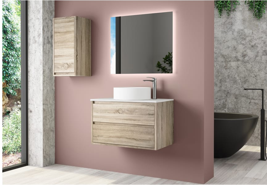 Mueble de baño Roma 120 cm 4 cajones con tapa de madera de Bruntec