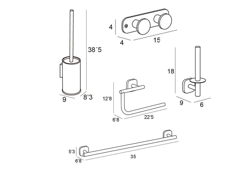 Conjunto accesorios de baño Bassic Manillons Torrent croquis 6