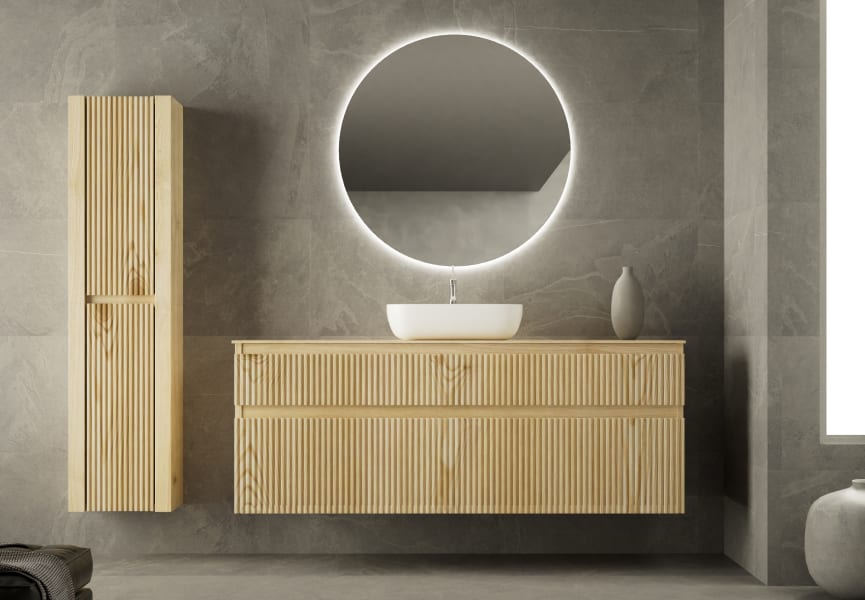 Mueble de Baño de madera maciza a medida con encimera de madera Alpes 1 Bruntec principal 1