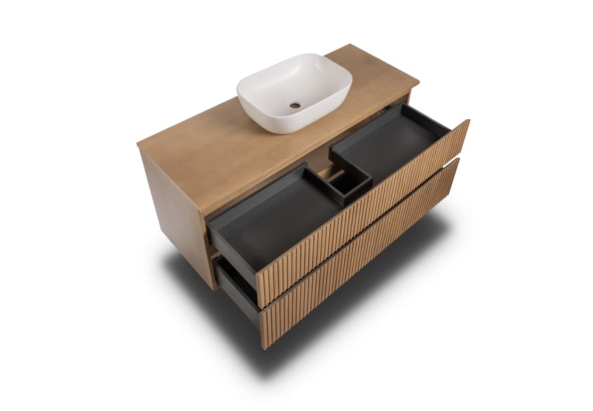 Mueble de Baño de madera maciza a medida con encimera de madera Alpes 1 Bruntec detalle 4