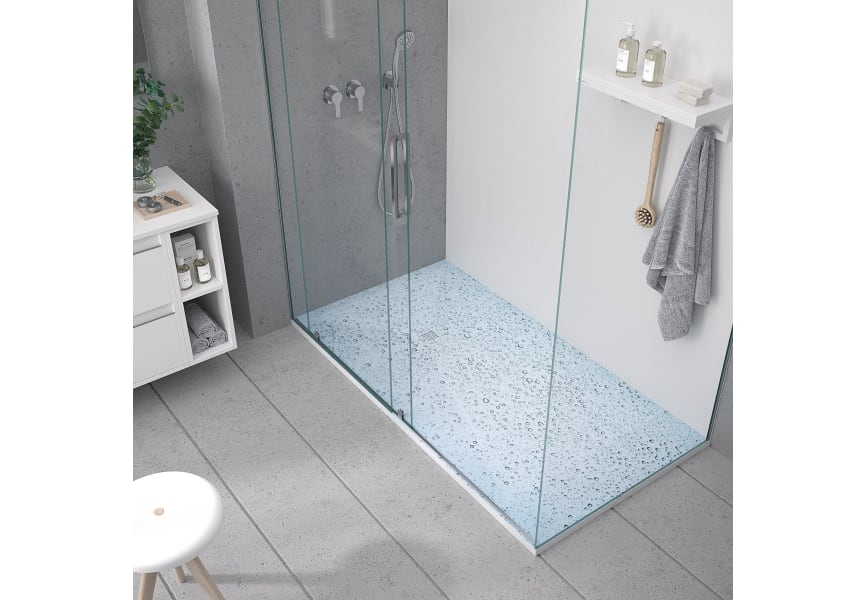 Platos de ducha de resina decorados Design 3D Azul Bruntec ambiente 2