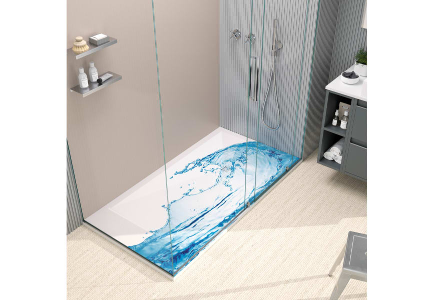 Platos de ducha de resina decorados Design 3D Azul Bruntec ambiente 1