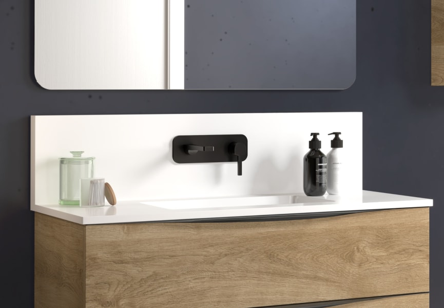 Lavabo suspendido con mural Ambar Coycama detalle 1