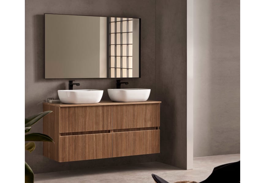 Muebles de baño suspendidos de diseño moderno y lavabo de encimera