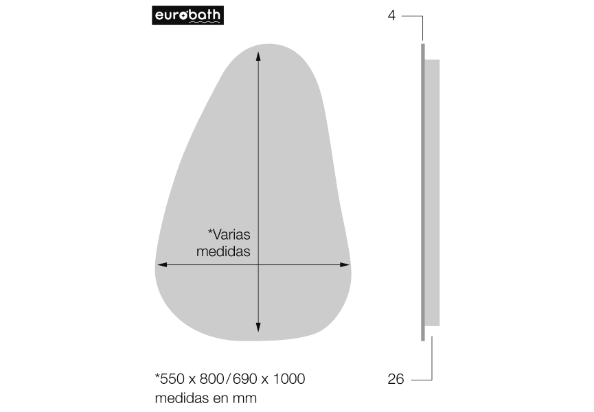 Espejo de baño con luz LED Arequipa de Eurobath croquis 6