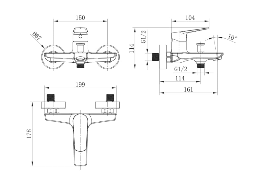 Grifo de Bañera Bélgica Imex croquis 4