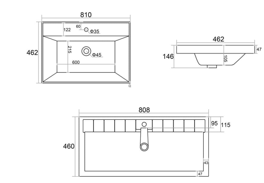 Conjunto mueble de baño Vora Royo croquis 15