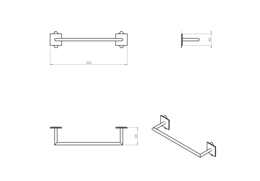 Toallero barra de baño Stick Cosmic croquis 7