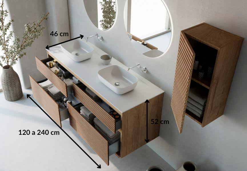 Mueble de baño con encimera solid surface Alpes 9 Bruntec croquis 4
