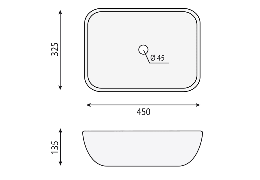 Lavabo sobre encimera León Bruntec croquis 2