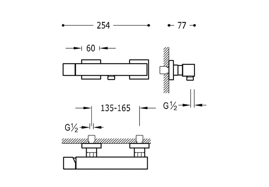 Pack grifo de lavabo + grifo de ducha monomando Cuadro de Tres croquis 3