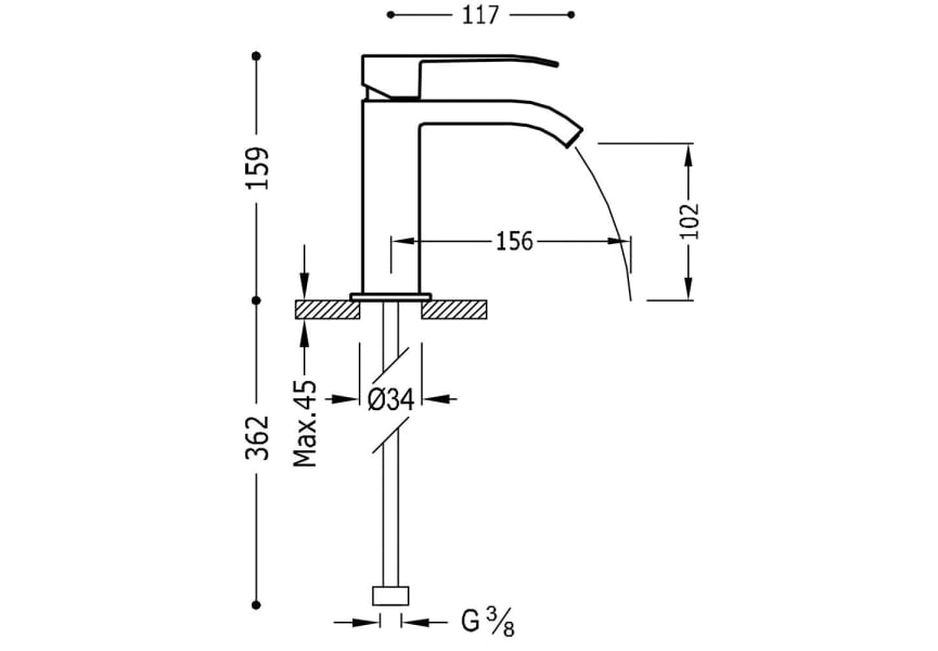 Pack grifo de lavabo + grifo de ducha monomando Cuadro de Tres croquis 4