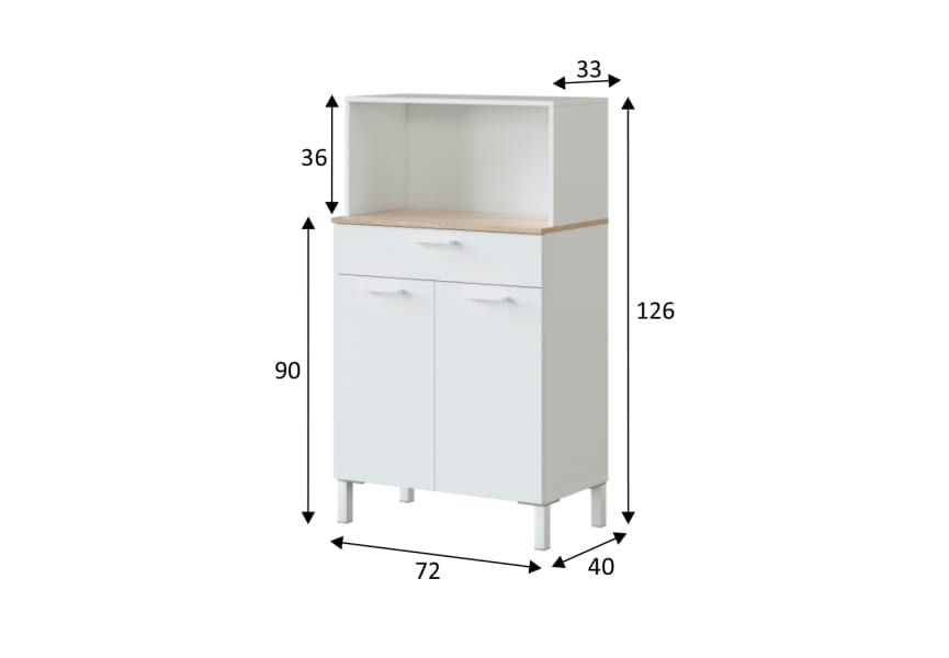 Auxiliar de cocina con encimera roble canadian Fast Bruntec croquis 4