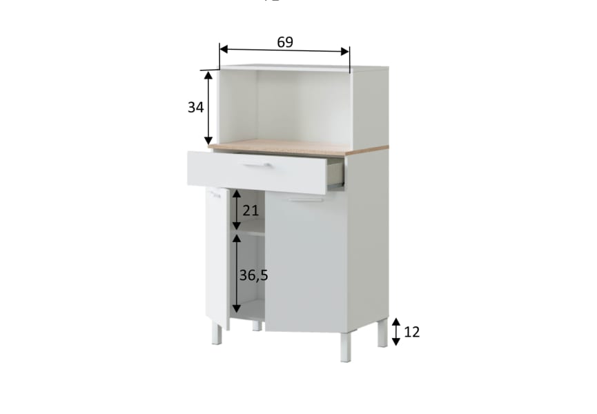 Auxiliar de cocina con encimera roble canadian Fast Bruntec croquis 5