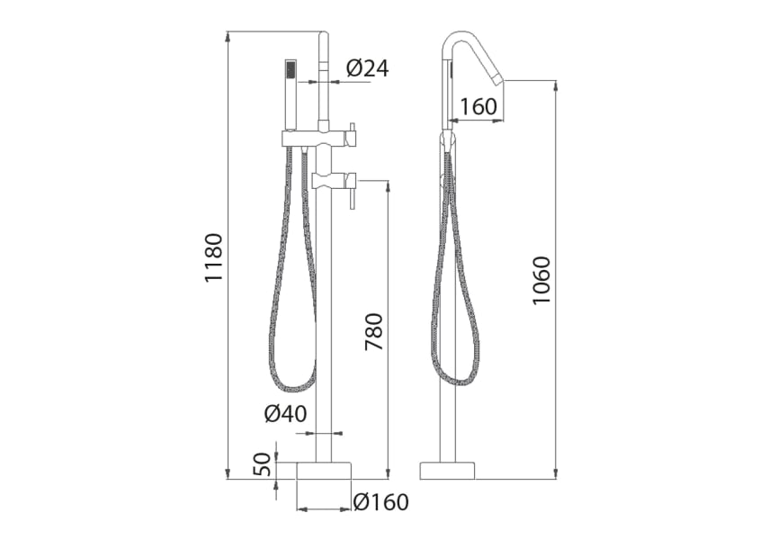 Grifo de bañera exenta Bélgica Imex croquis 4