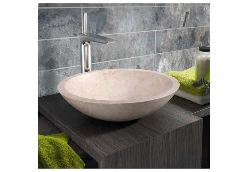 Lavabo piedra DANA 50x35x12 mármol beige sobre encimera