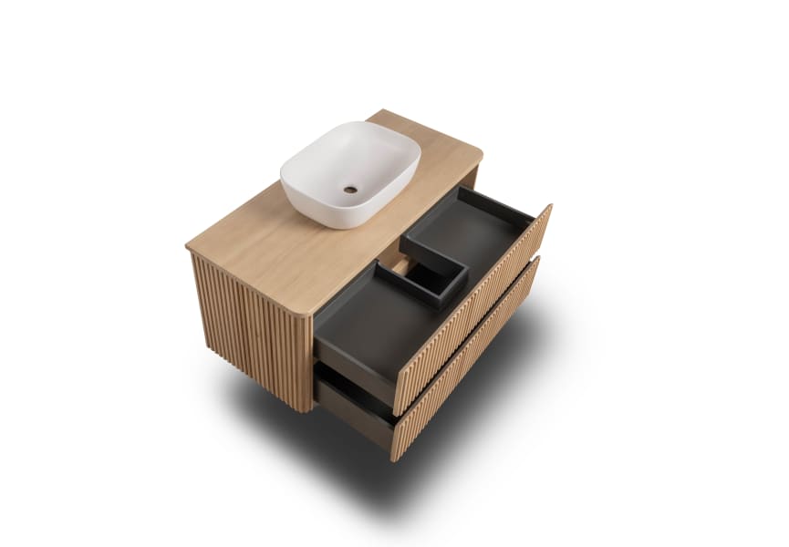 Mueble de baño con encimera de madera maciza Baviera Bruntec detalle 5