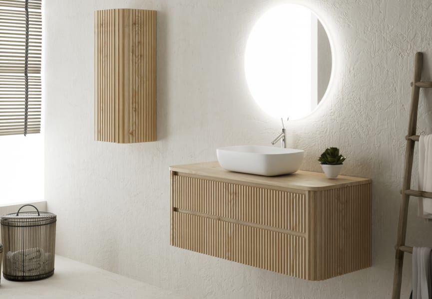 Mueble de baño con encimera de madera maciza Baviera Bruntec principal 1