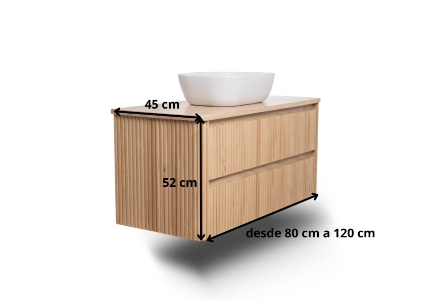 Mueble de baño con encimera de madera maciza Baviera Bruntec croquis 9