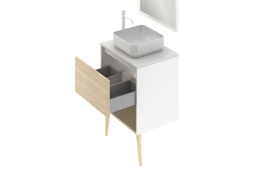 Conjunto mueble de baño con lavabo sobre encimera Nara Top Amizuva detalle 2