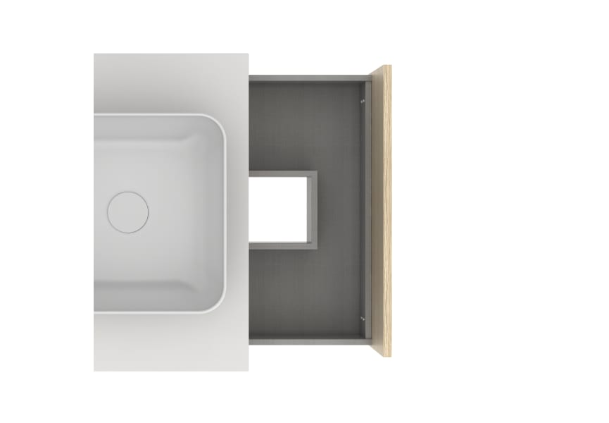 Conjunto mueble de baño con lavabo sobre encimera Nara Top Amizuva detalle 1