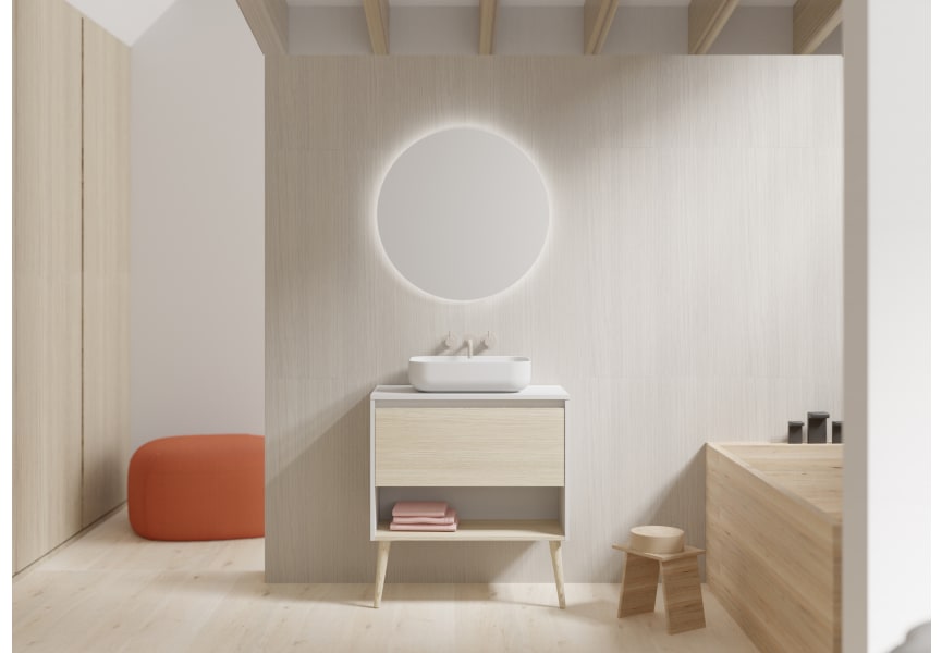 Conjunto mueble de baño con lavabo sobre encimera Nara Top Amizuva principal 0