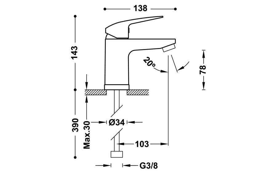 Grifo de lavabo Base Plus Tres croquis 2