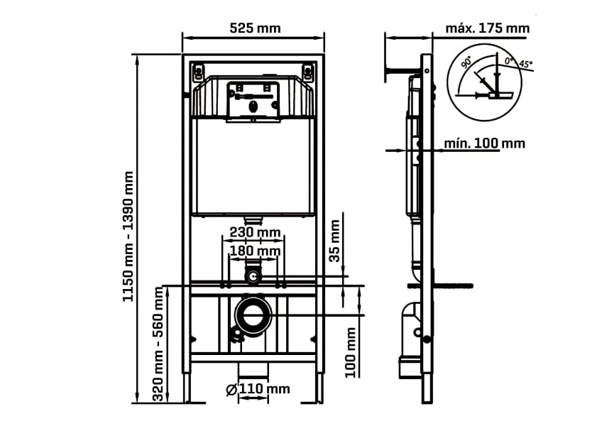 Pack inodoro suspendido + cisterna empotrada Lisboa Bruntec croquis 6