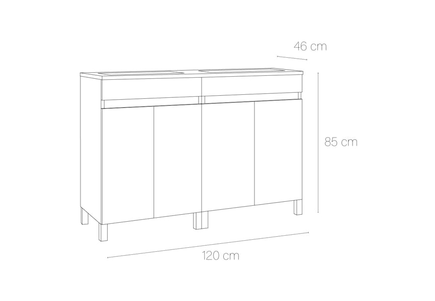 Conjunto mueble de baño Malmo Bruntec croquis 4